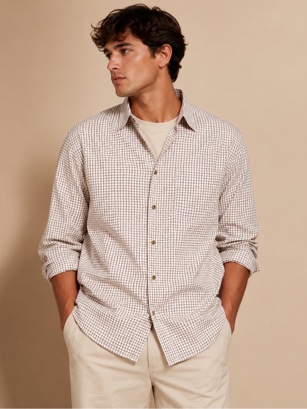 L.L.Bean Men's Check Button Down Shirt Large 100% Cotton